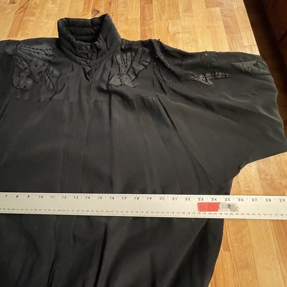 Gary Fabrikant Jacket Silk Shoulder pads Floral Embroidered Button Up Womens S - Picture 4 of 8